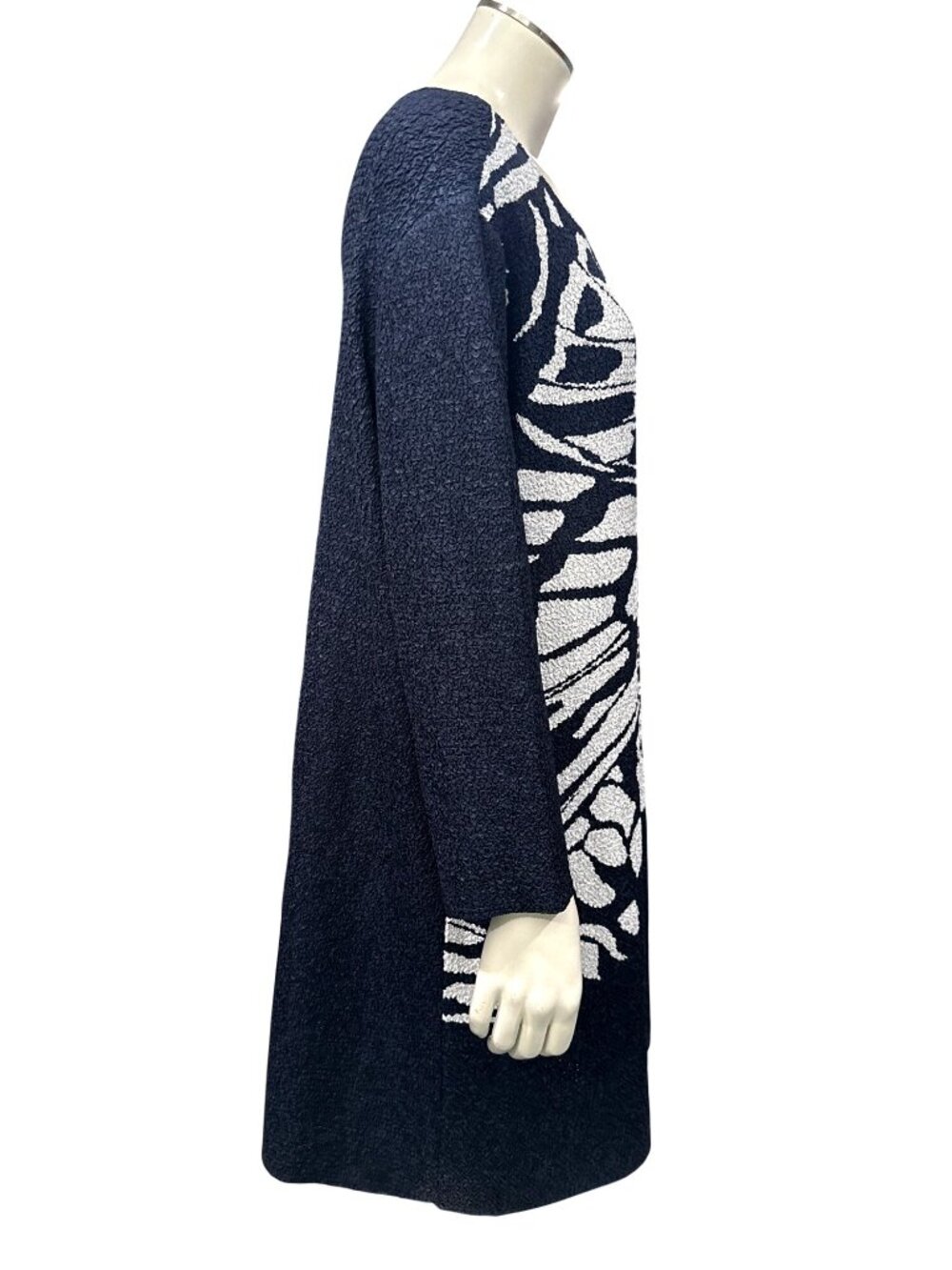Chicos Travelers Size 2 Open Front Jacket Coat Blue White Floral Lightweight Chi - Picture 5 of 11